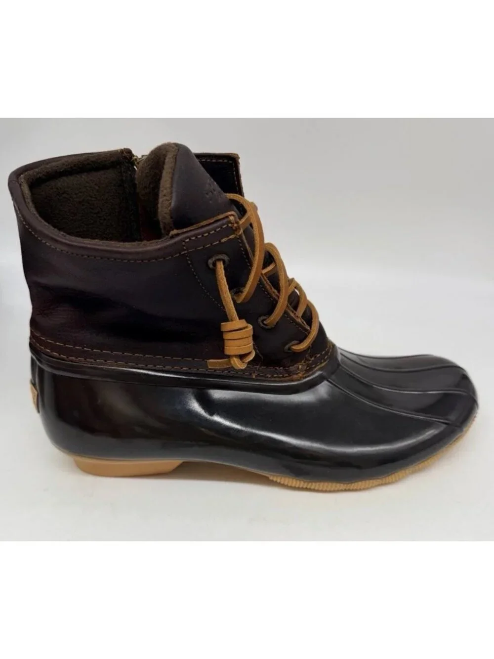 Sperry Top-Sider Saltwater Leather Rubber Duck Boots Brown Women's US 9